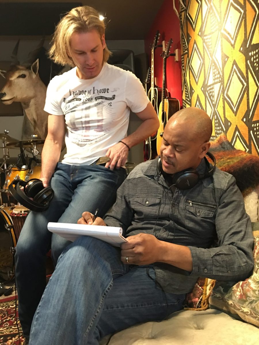 Bronson Arroyo with Eliot Sloan in the GeniusLab Studio