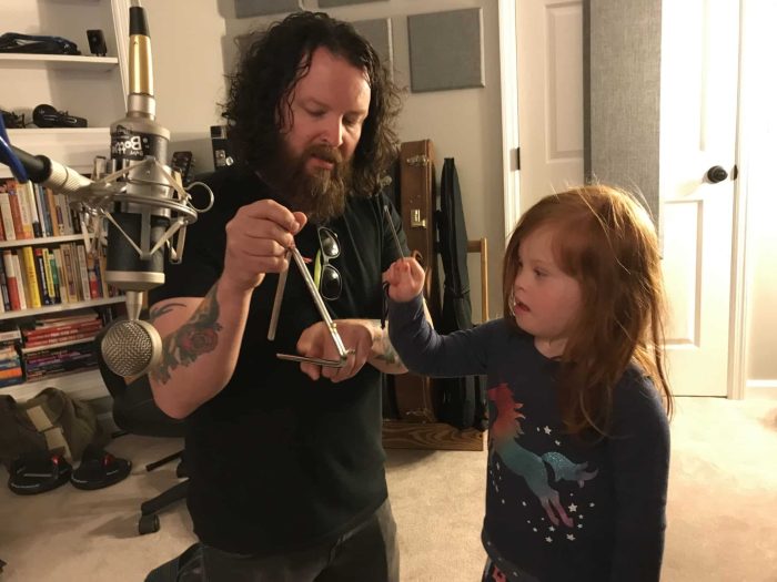 Jody Stapleton recording Shine On with Beatrice