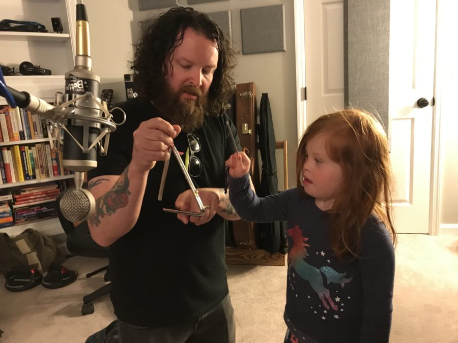 Jody Stapleton recording Shine On with Beatrice